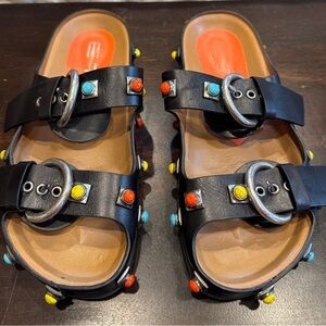 Etro Black Sandals with Multicolor Studs